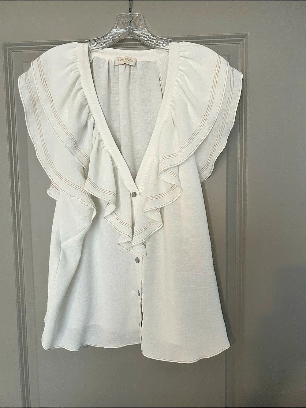 Ramy Brook Lettie Top Ruffle Front Blouse in White